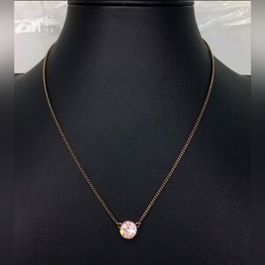 Givenchy Chocolate Brown Short Chain Rhineston Pendant Necklace 16"